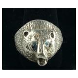 Size 10.5 Sterling Silver Bear Head Ring 11.8