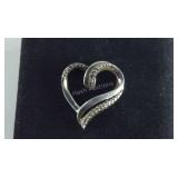 Genuine Black And Clear Diamond Heart Pendant