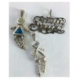 Three Pendants/Charms 2 People With CZ Stones 1