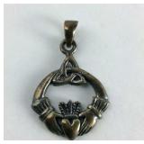 Sterling Silver Claddagh Pendant 4.9 grams, 1 "