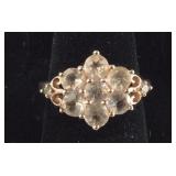 Size 7 Sterling Silver CZ Cluster Ring Rose Gold