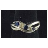 Size 8.75 Sterling Silver Ring/Band With Sapphire