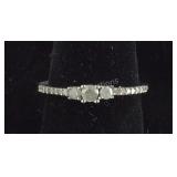 Size 6.75 Genuine Diamond Ring Sterling Silver