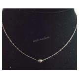 Sterling Silver Necklace And Tiny Ball Pendant