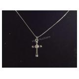 Cross Pendant With CZ Stone And Necklace Sterling