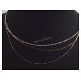 Group of Three Necklaces Sterling Silver One Gold