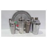 Vintage shakers and aluminum tray, please note