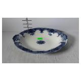 Flo blue oval serving bowl marked Wood & Son,