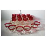 Kings Crown ruby flashed glassware, six