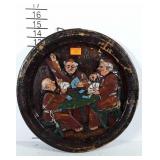 Old 3D wall art of Monks playing cards. Shows age
