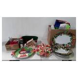 Holiday decor group, candy garland, poly serving