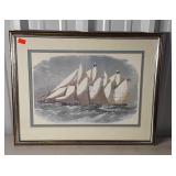 Tall ships print, framed and double matted, 28 x