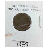 1859 copper nickel Indian head penny