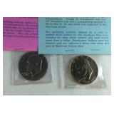 Two Eisenhower Dollars 24kt gold bicentennial and