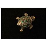Turtle With Green Stones Bracelet Charm 3 grams,
