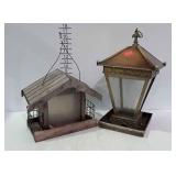 Two bird feeders