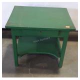Green painted table with single drawer