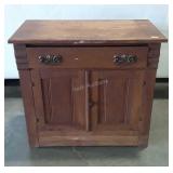 Oak Washstand, single drawer, back side shows
