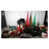 Holiday decor, including ornaments, kissing Claus