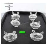 Hen on nest salt dips, set of 6 matching.