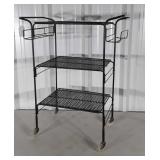 Vintage Kitchen Utility Cart, black wire mesh