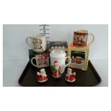Mugs and shakers, some holiday in style
