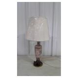 Table Lamp, marble looking glass with brass