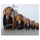 Presidential nesting dolls, wood and painted