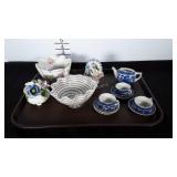 Glassware lot: candy dish sized bowls, tea set