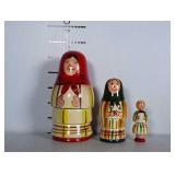3 nesting dolls made in Poland.