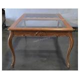 French Prov Dining Table, two glass pane inserts