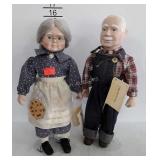 Ma and Pa porcelain dolls on stands