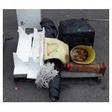 Skid lot, includes wall shelves, luggage,