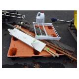 Skid lot, includes crutches, shelf, drying rack,