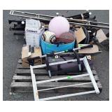 Skid lot, includes sports balls, drying rack,