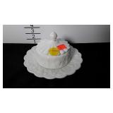 Westmoreland milk glass butter dish with lid