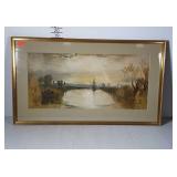 River scene print, matted and framed in nice