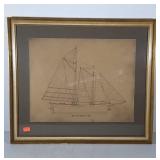 Framed & matted print of the Glourester Schooner.