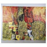 Stretched framed canvas with textured painting.