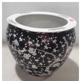 Fish Bowl Planter, gold fish interior, black and