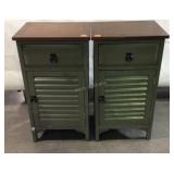 Pair of Bedside Stands, painted base cabinets