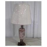 Table Lamp, marble looking glass with brass