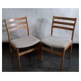 Pair of Table Chairs, modern oak framed, fabric