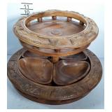 Solid wood, monkey pod style 2 tier lazy susan