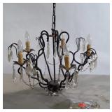 Chandelier, five candles, metal with glass