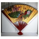Huge peacock wall fan in Original box. 40" tall.