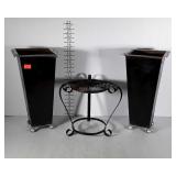 2 heavier Metal floor vases and a light weight