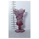 Unmarked Fenton Plum colored Colonial Rose Vase.