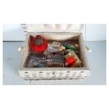 Vintage sewing box with sewing supplies
