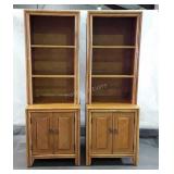Pair of Curios, 2pc units, top lighted shelf